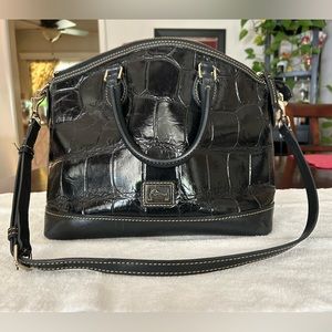 Croco embossed domed satchel